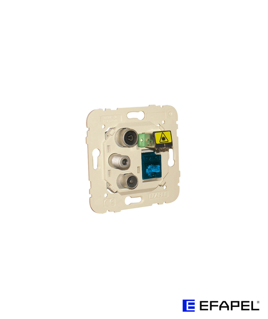 Tomada Mista R-TV-SAT-RJ45 Cat. 6A UTP - FO SC-APC Estrela