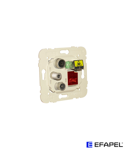 Tomada Mista R - TV - SAT - RJ45 Cat. 6 UTP - FO SC-APC Estrela