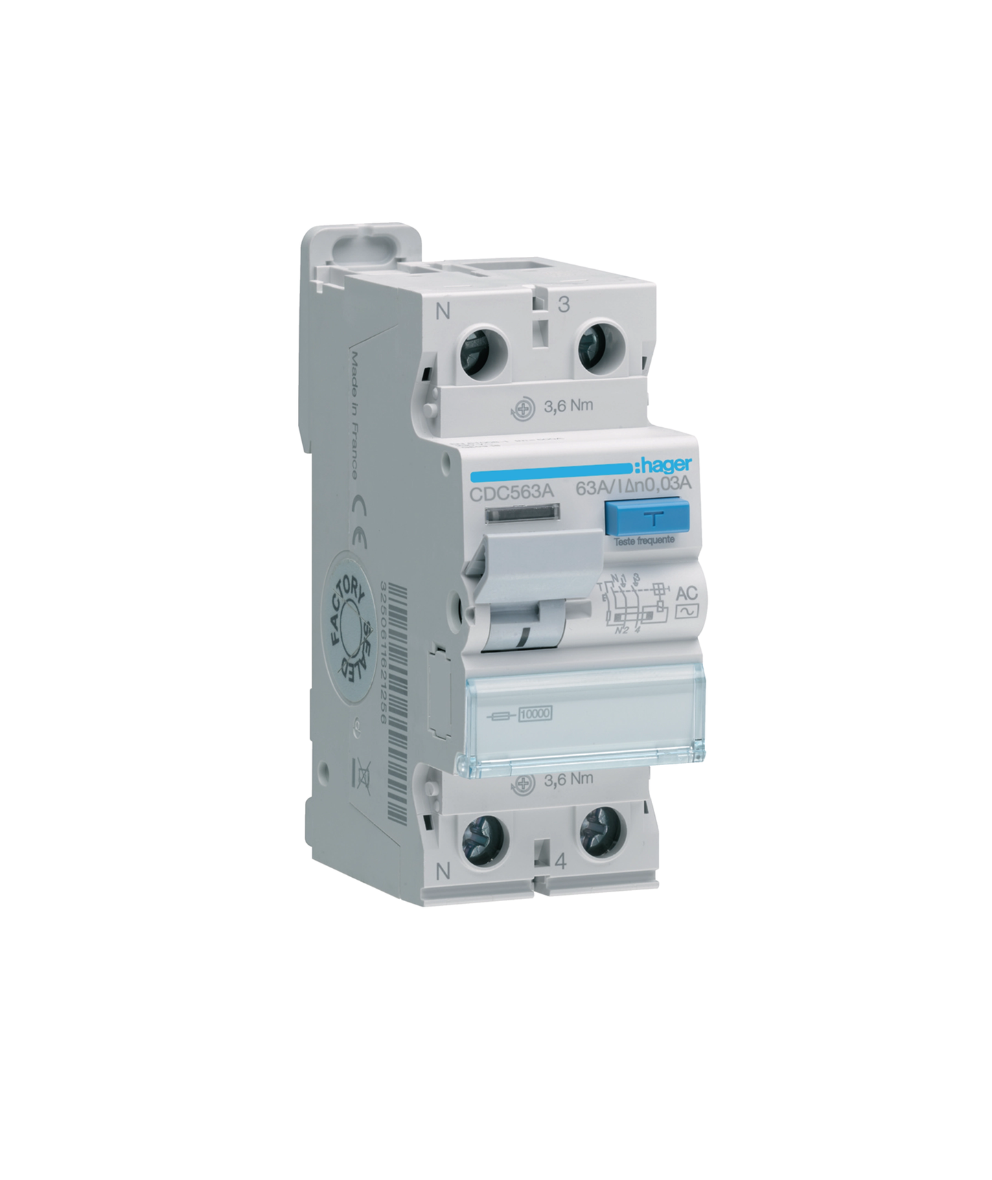 Interruptor Diferencial 1P+N 63A 30mA Tipo AC 2 Módulos