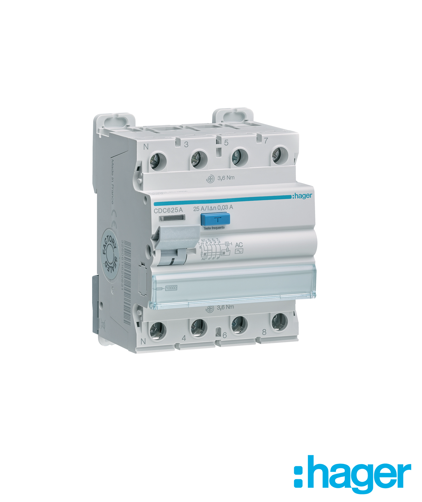 Interruptor Diferencial 3P+N 25A 30mA Tipo AC 4 Módulos