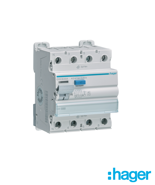 Interruptor Diferencial 3P+N 40A 30mA Tipo AC 4 Módulos