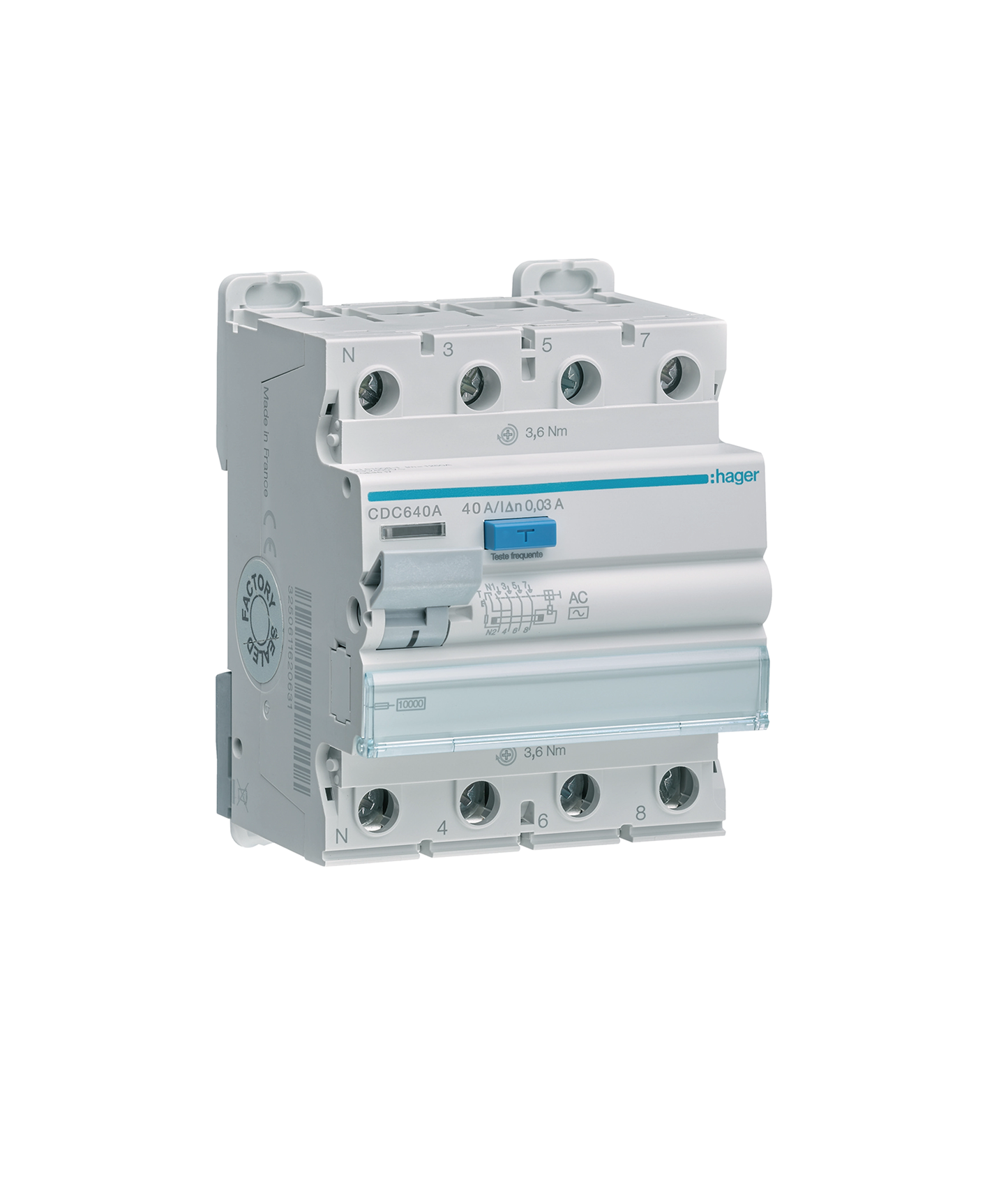 Interruptor Diferencial 3P+N 40A 30mA Tipo AC 4 Módulos
