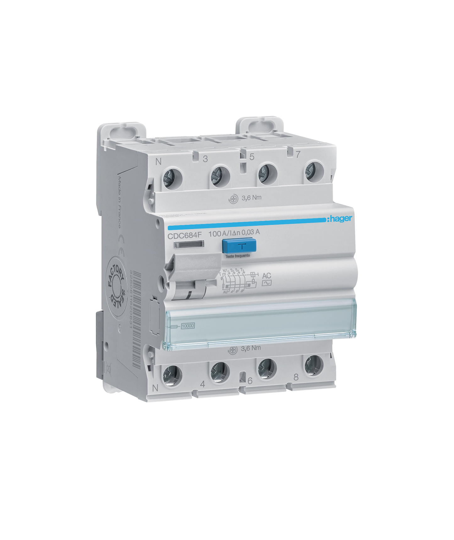 Interruptor Diferencial 4P 100A 30mA Tipo AC 4 Módulos