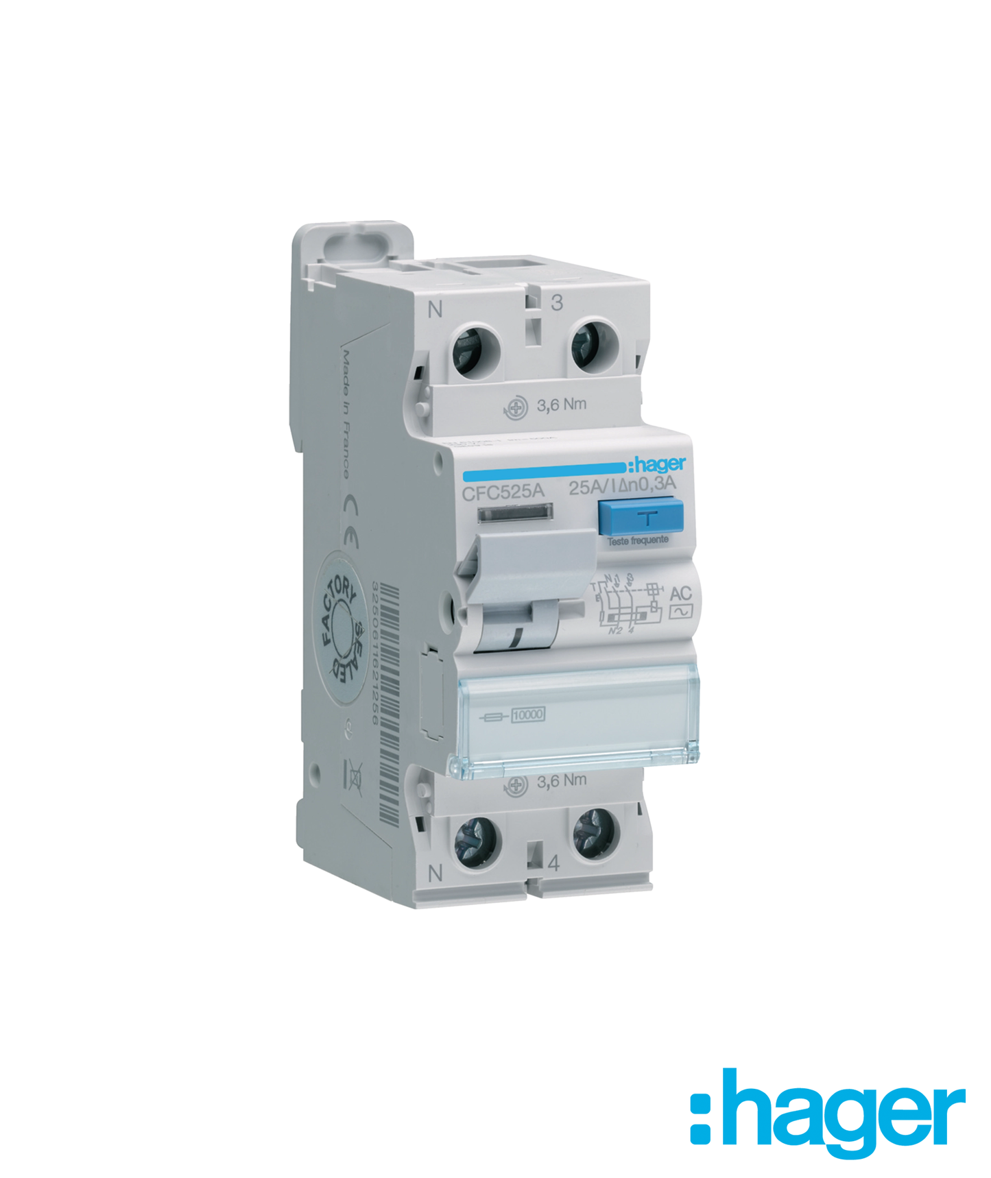 Interruptor Diferencial 1P+N 25A 300mA Tipo AC 2 Módulos
