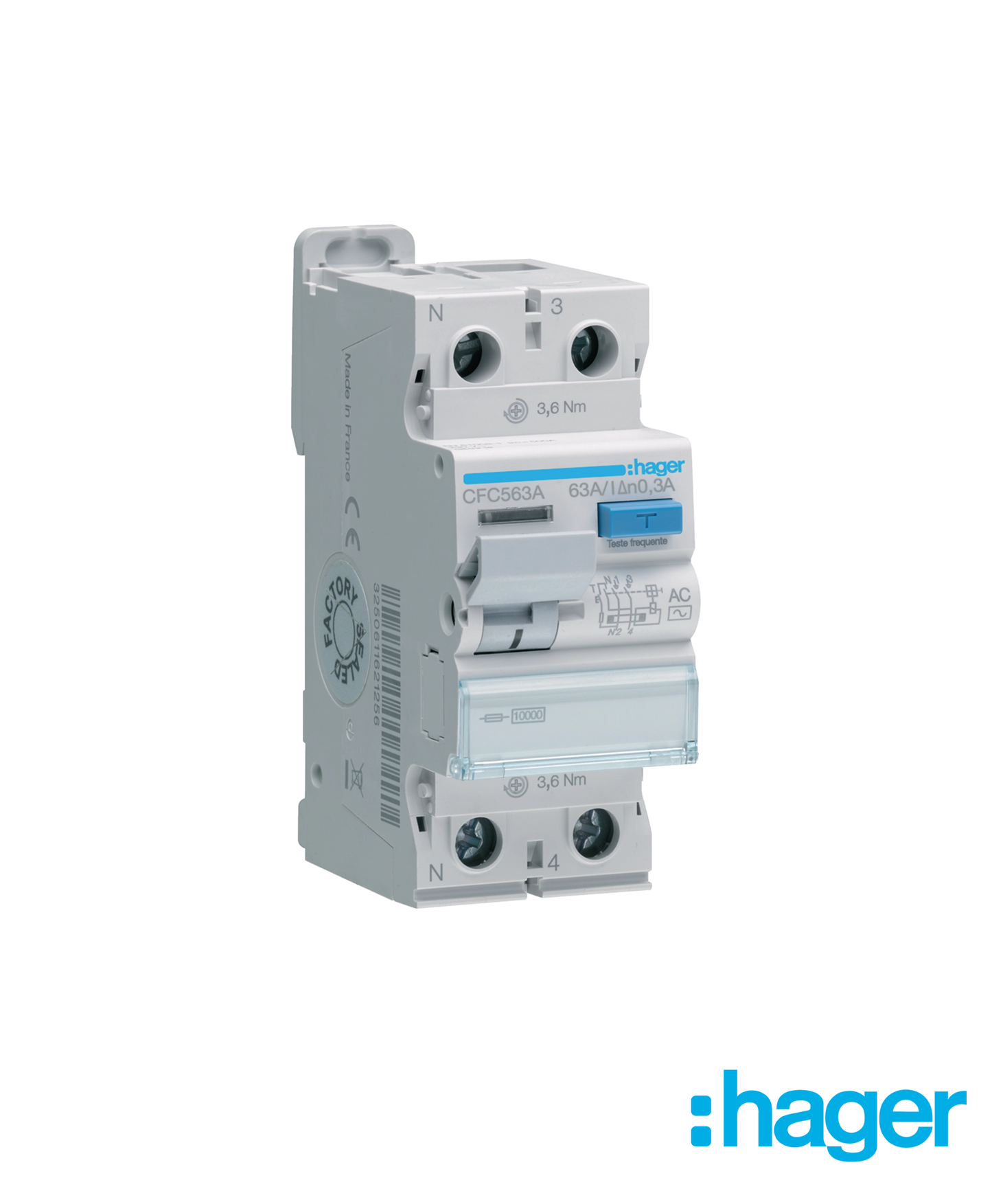 Interruptor Diferencial 1P+N 63A 300mA Tipo AC 2 Módulos