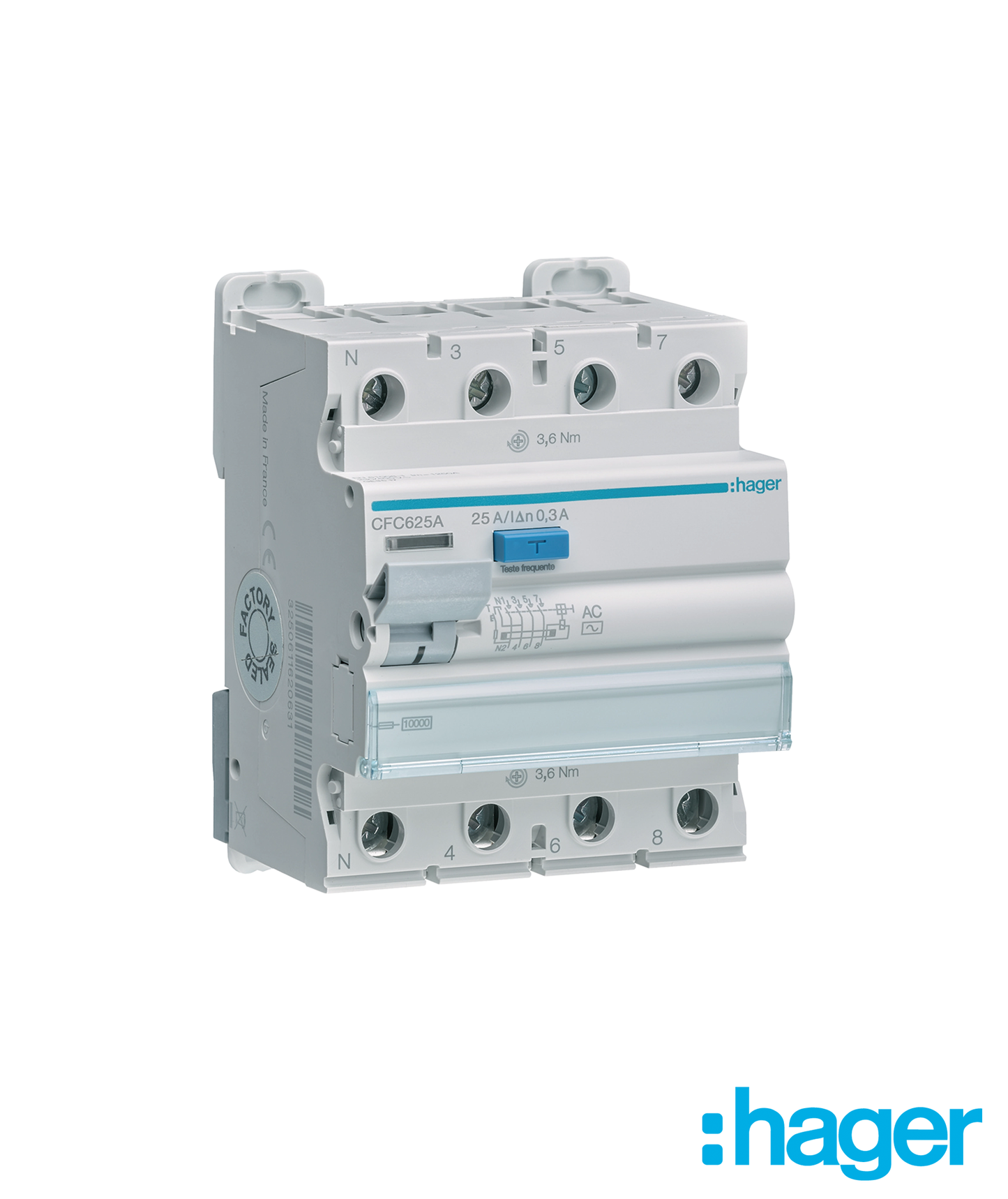 Interruptor Diferencial 3P+N 25A 300mA Tipo AC 4 Módulos