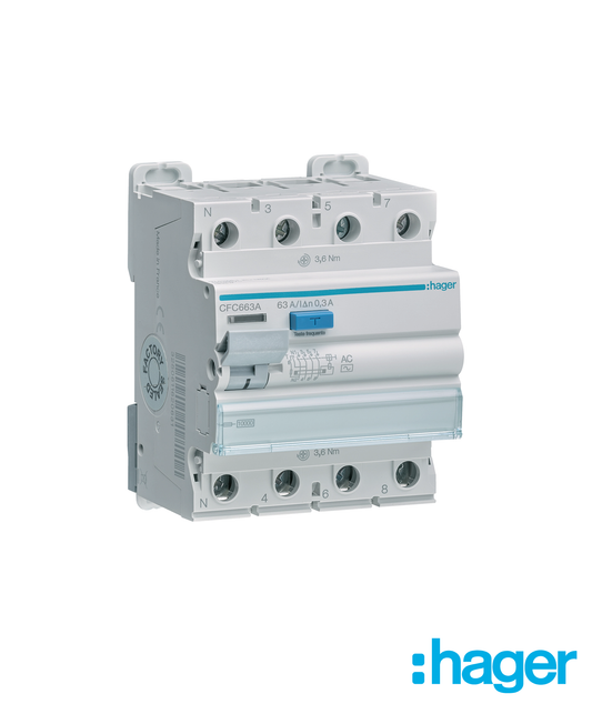 Interruptor Diferencial 3P+N 63A 300mA Tipo AC 4 Módulos