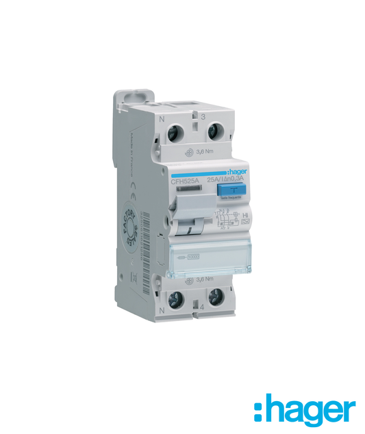 Interruptor Diferencial 1P+N 25A 300mA Tipo A HI 2 Módulos