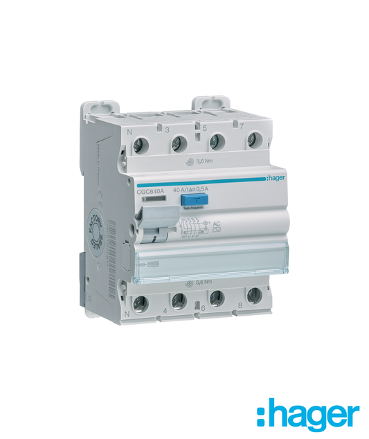 Interruptor Diferencial 3P+N 40A 500mA Tipo AC 4 Módulos