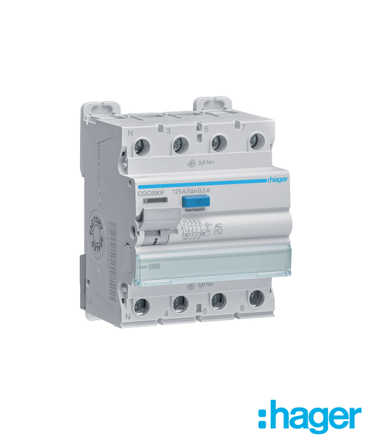 Interruptor Diferencial 3P+N 125A 500mA Tipo AC 4 Módulos