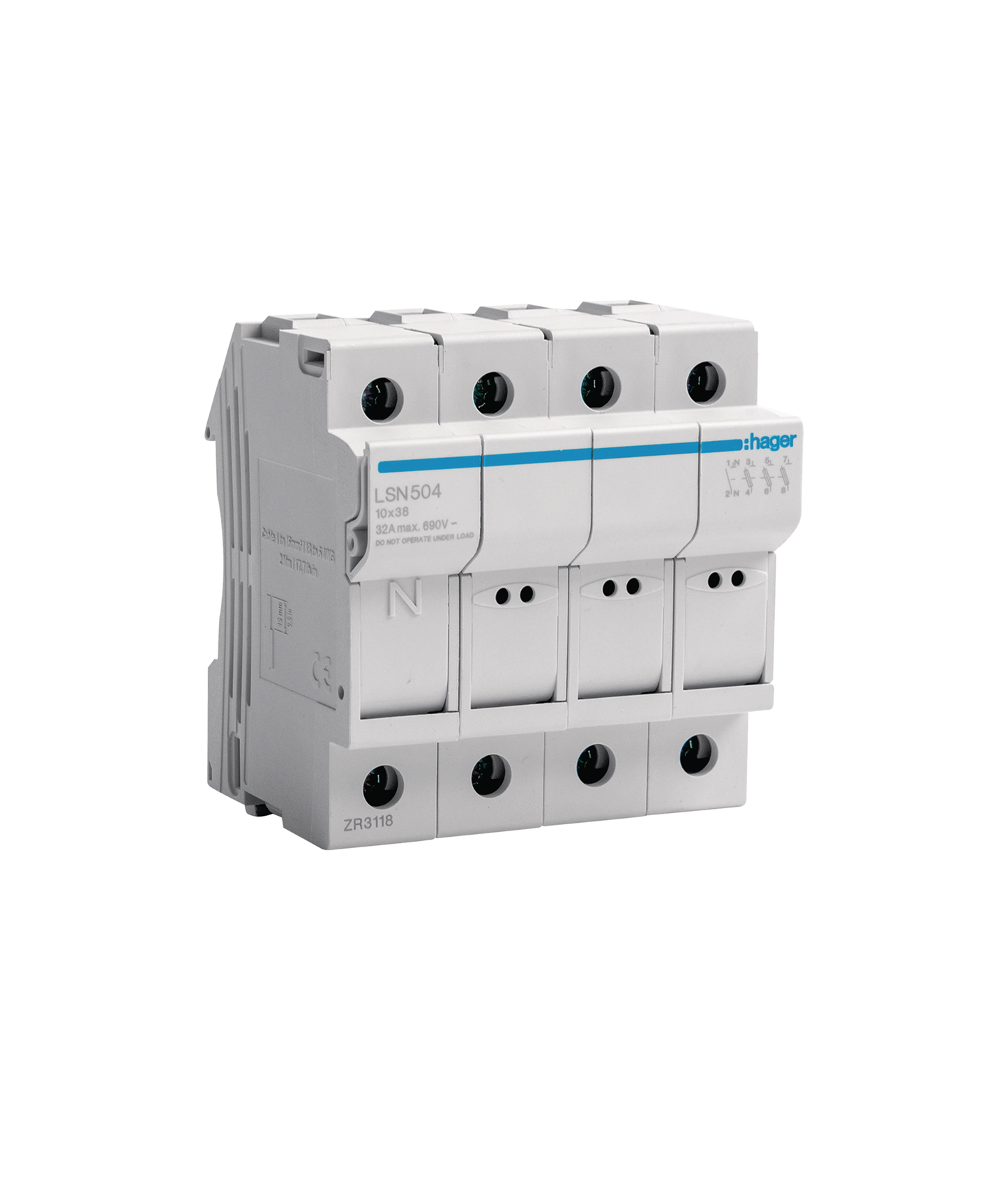 Corta-Circuitos 3P+N 32A 400V L38 4 Módulos