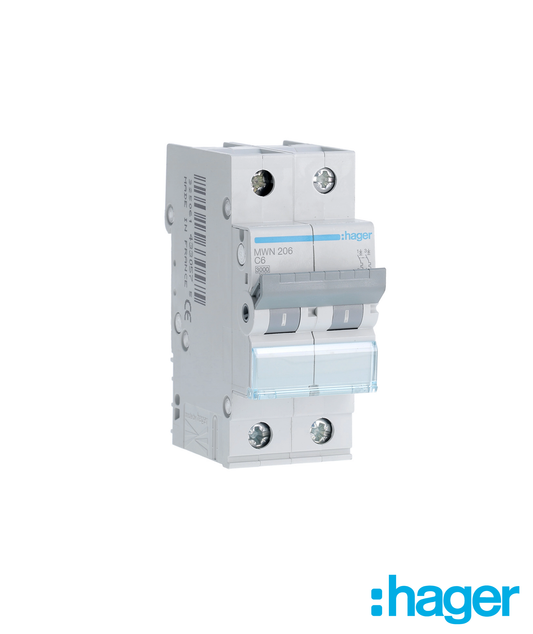 Disjuntor 2P 6A C 3kA 2 Módulos
