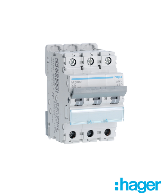 Disjuntor 3P 10A C 6/10kA 3 Módulos