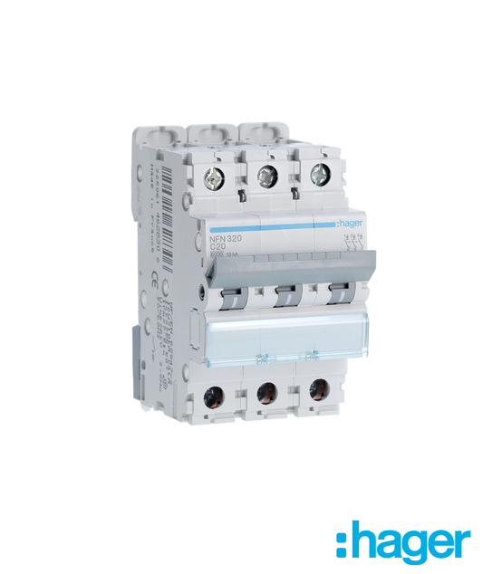 Disjuntor 3P 20A C 6/10kA 3 Módulos