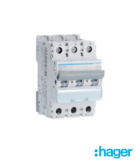 Disjuntor 3P 63A C 6/10kA 3 Módulos