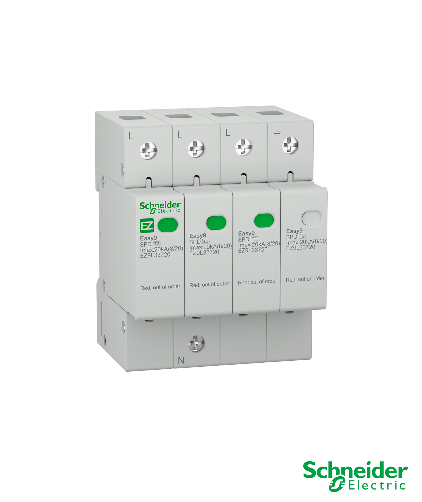 Descarregador Sobretensões Tipo 2 3P+N 20KA 400V Easy9
