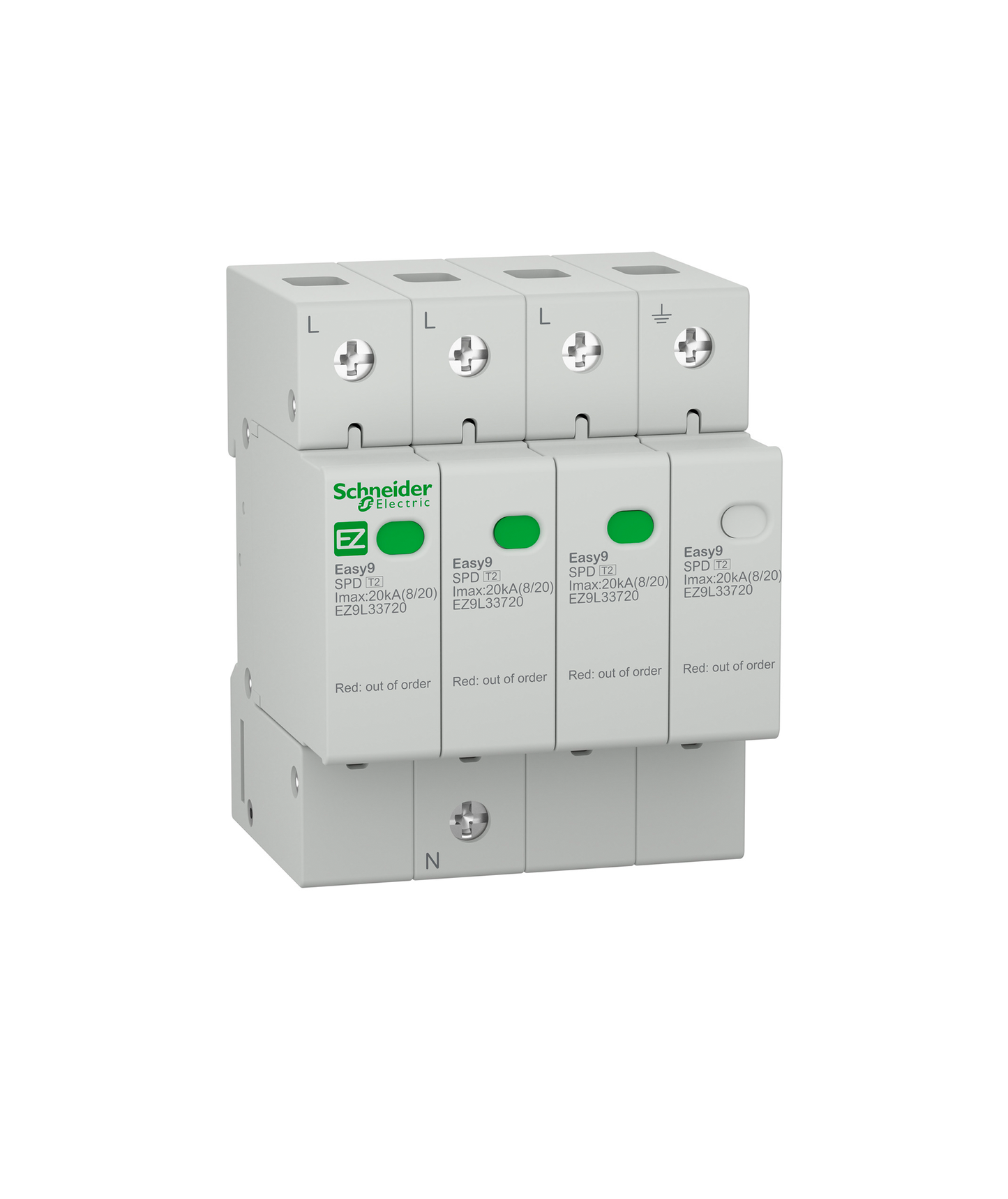 Descarregador Sobretensões Tipo 2 3P+N 20KA 400V Easy9