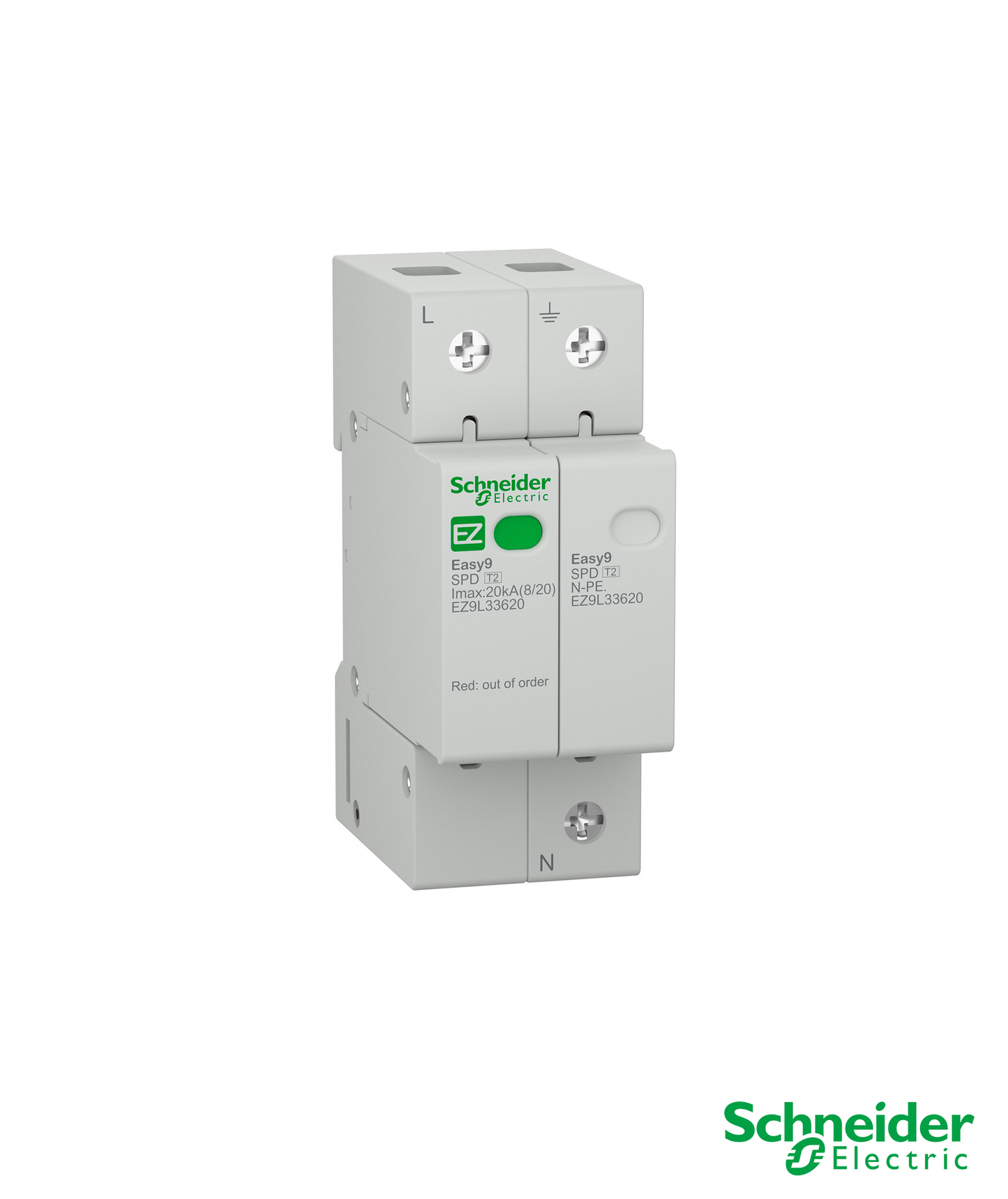 Descarregador de Sobretensões Tipo 2 1P+N 20KA 230V Easy9