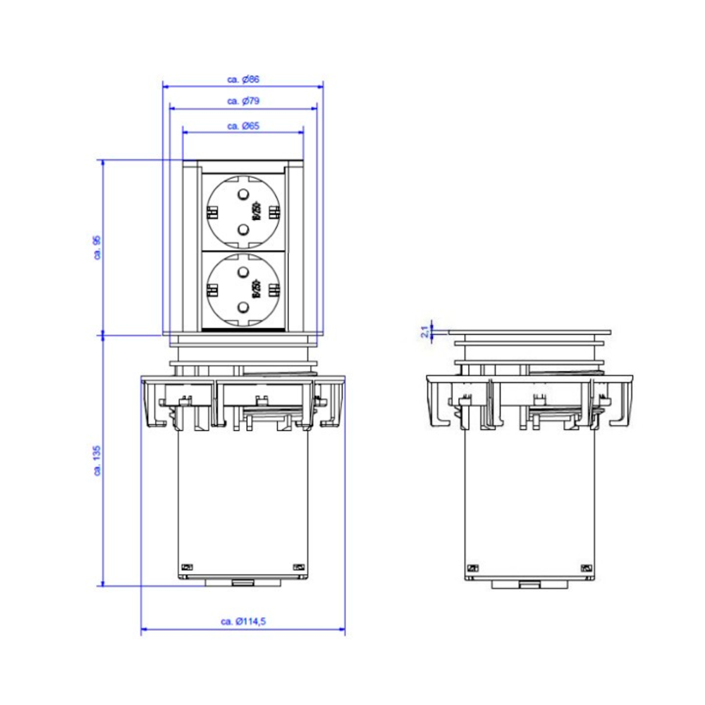 Tomada Elevator com 2xSchuko Bachmann