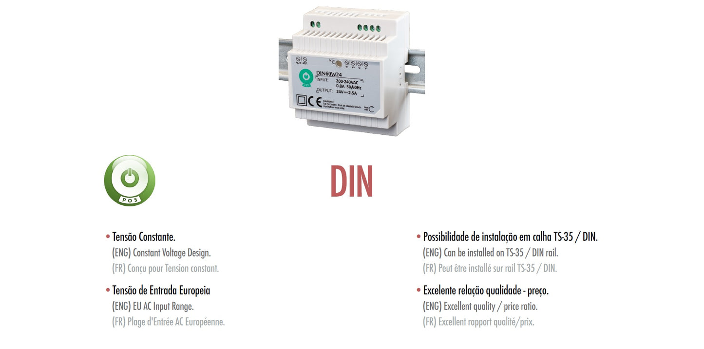 Fonte de Alimentação DIN - 12V