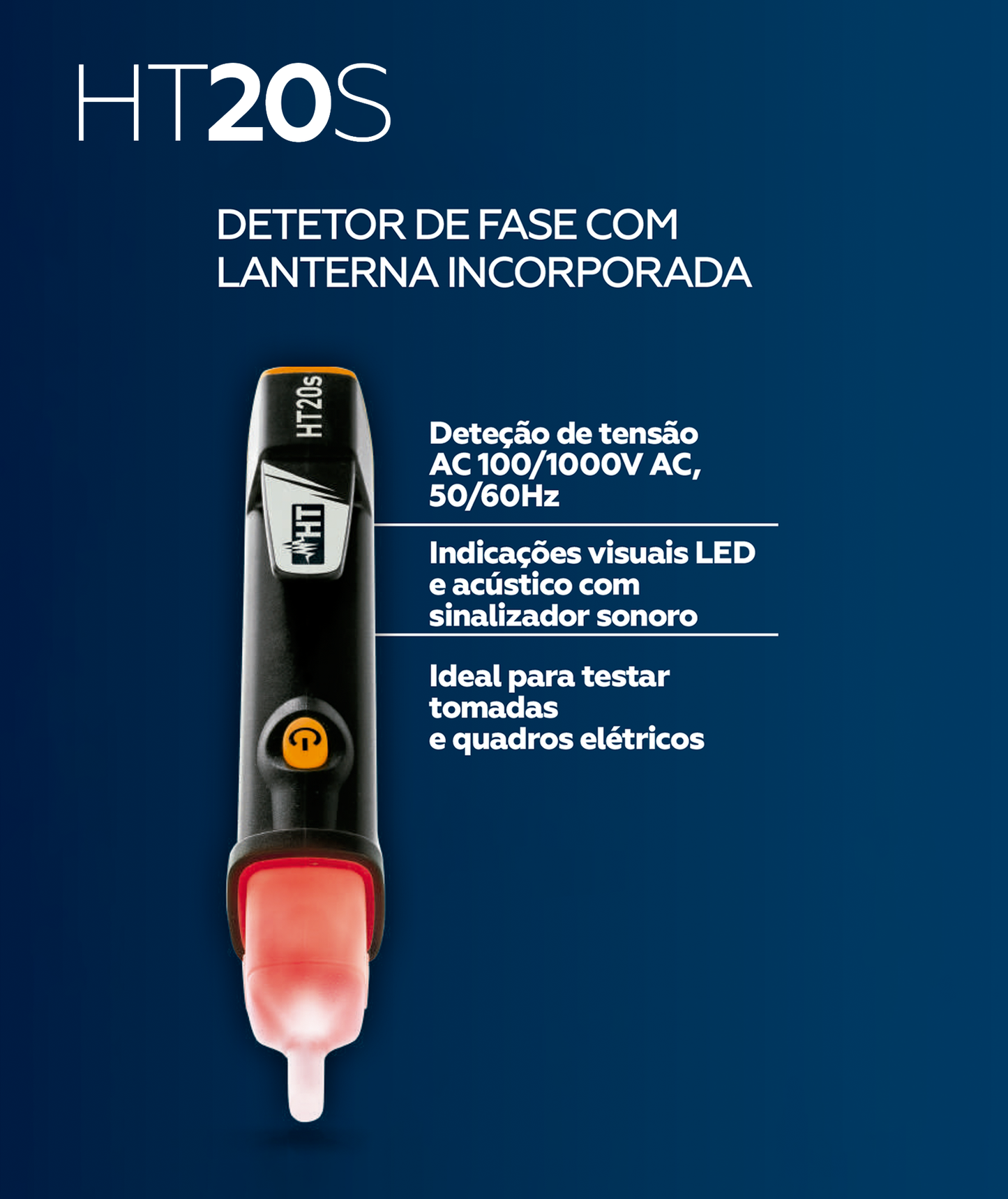 Detector de Fase com Lanterna LED Incorporada HT20S