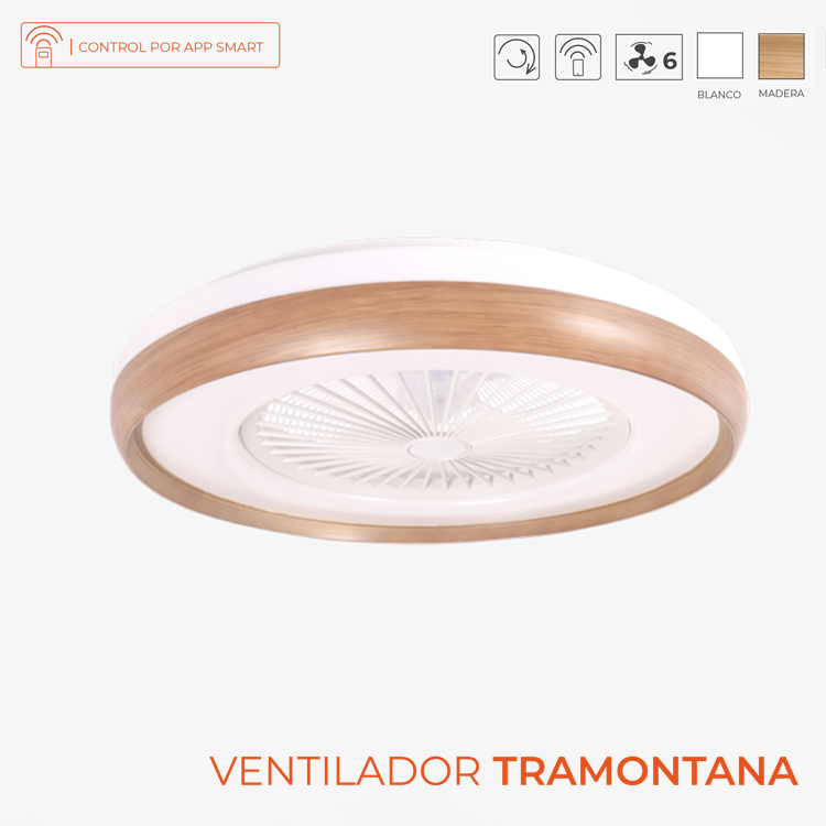 Ventilador LED Tramontana 40W 4800LM & CCT ajustável