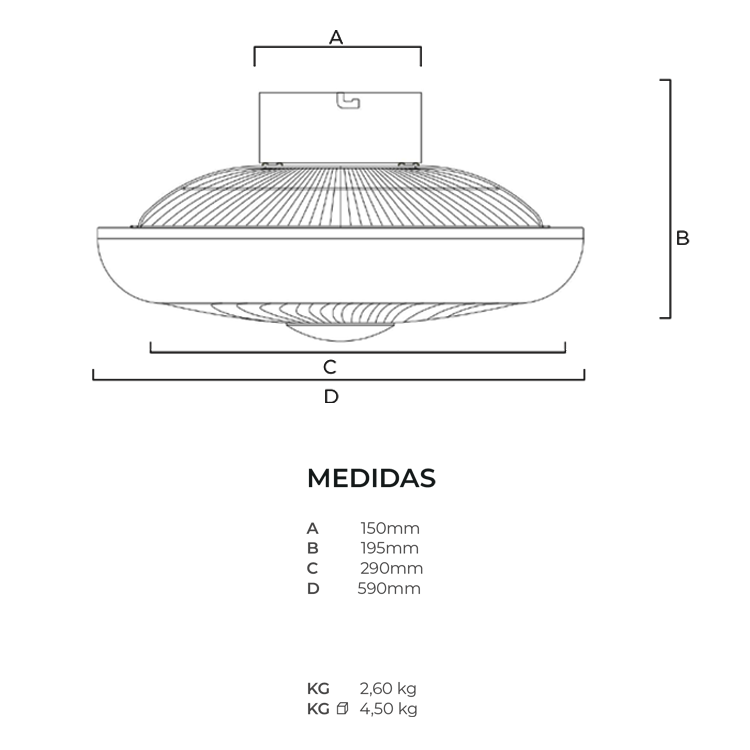 Ventilador LED Tramontana 40W 4800LM & CCT ajustável