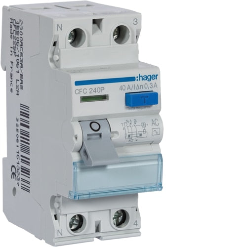 Interruptor Diferencial 2P 40A 300mA Tipo AC 2 Módulos