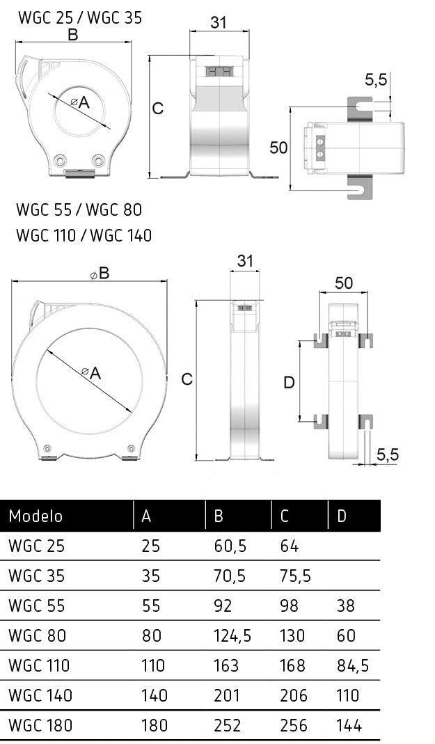 WGC-35-TB | Transformador Diferencial para Relé Diferencial Tipo B
