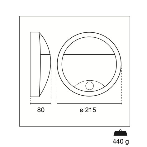 Plafonier Oasi Semi-Redondo Preto com Sensor 14W 1550LM & CCT ajustável