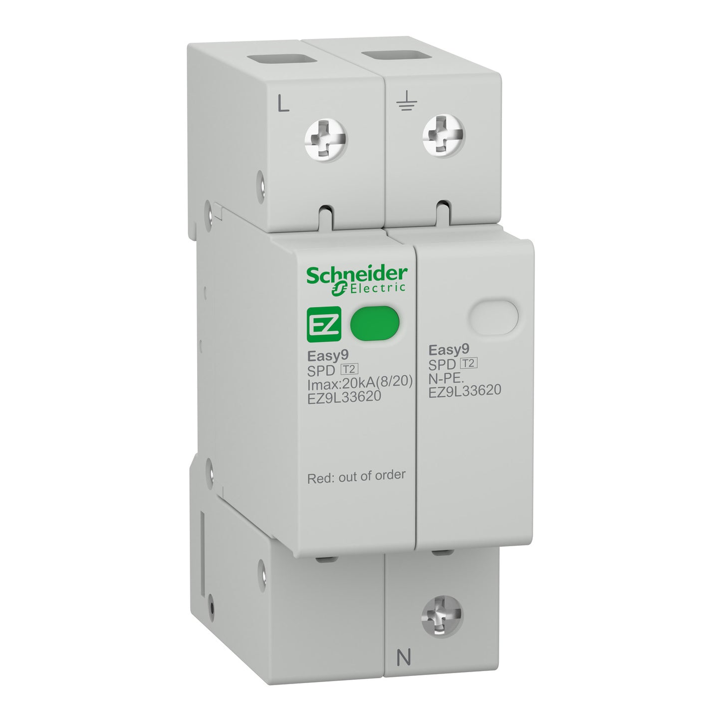 Descarregador de Sobretensões Tipo 2 1P+N 20KA 230V Easy9