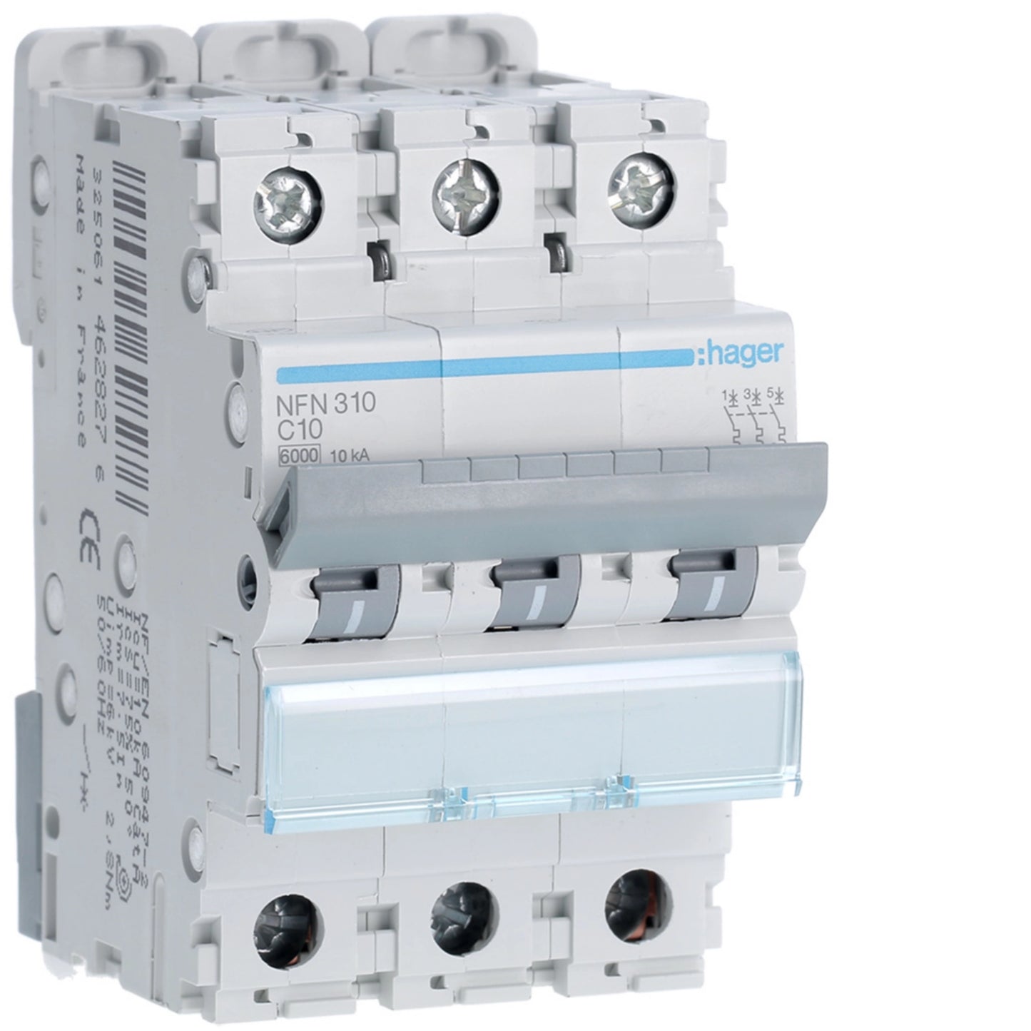 Disjuntor 3P 10A C 6/10kA 3 Módulos