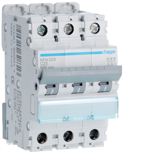 Disjuntor 3P 25A C 6/10kA 3 Módulos