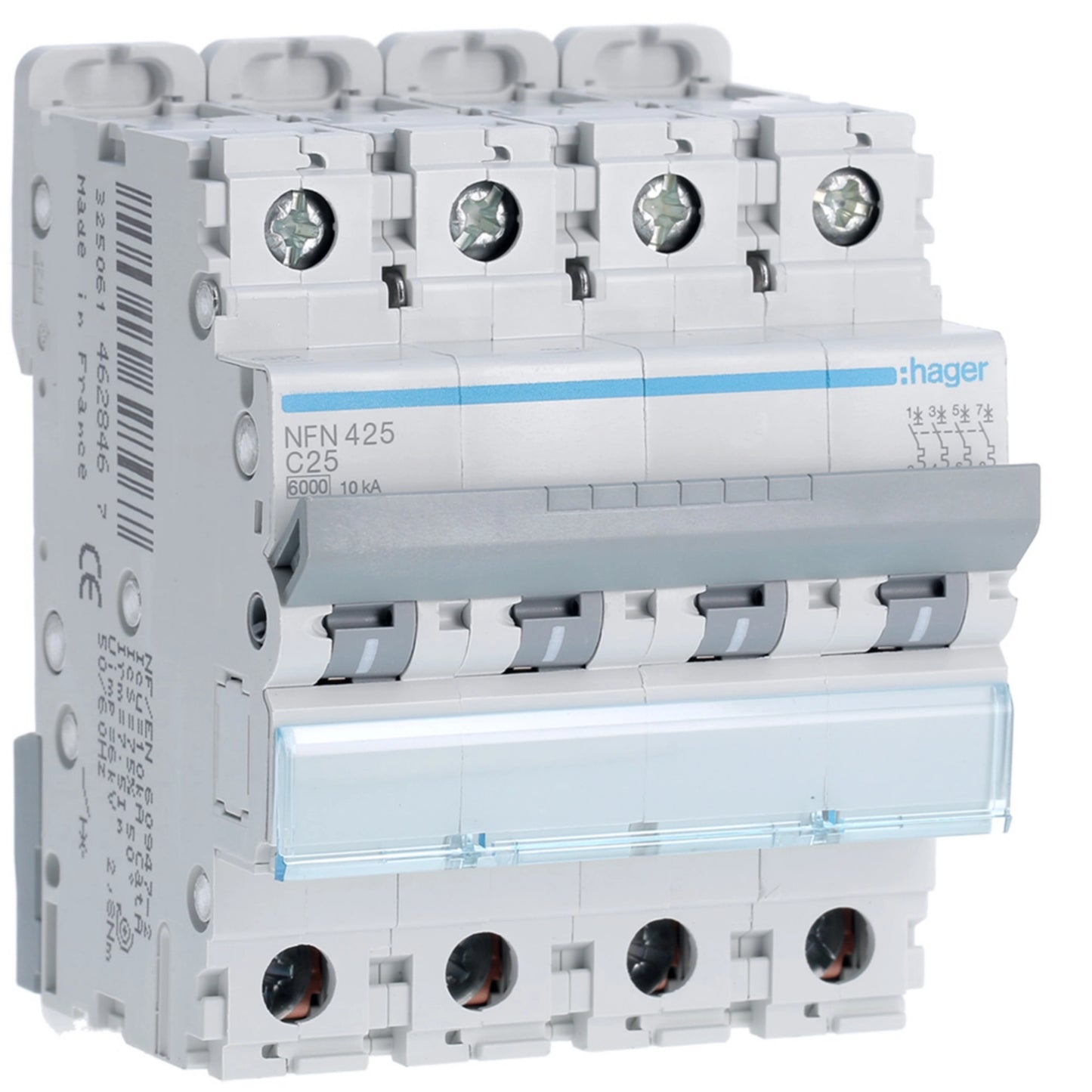 Disjuntor 4P 25A C 6/10kA 4 Módulos