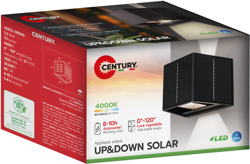 Aplique Solar Up&Down 3,3W 70lm (3000K/4000K)