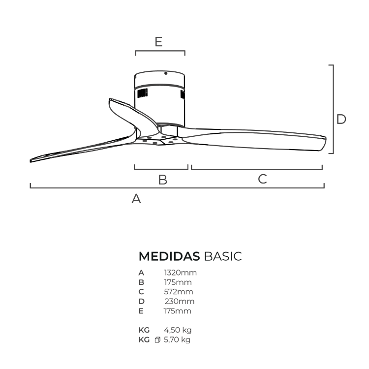 Ventilador de Tecto Levante (Madeira/Branco)