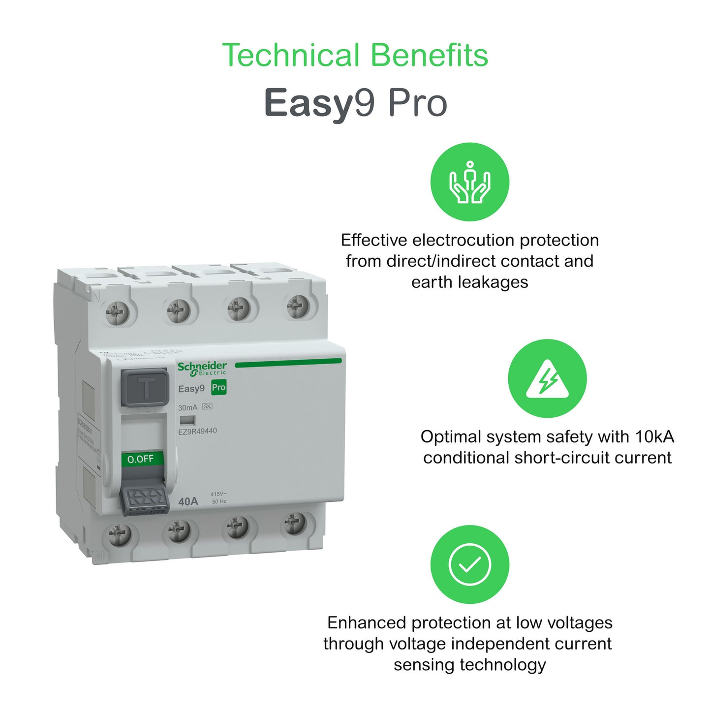 Interruptor Diferencial 4P 40A 30mA Tipo A 230V Easy9
