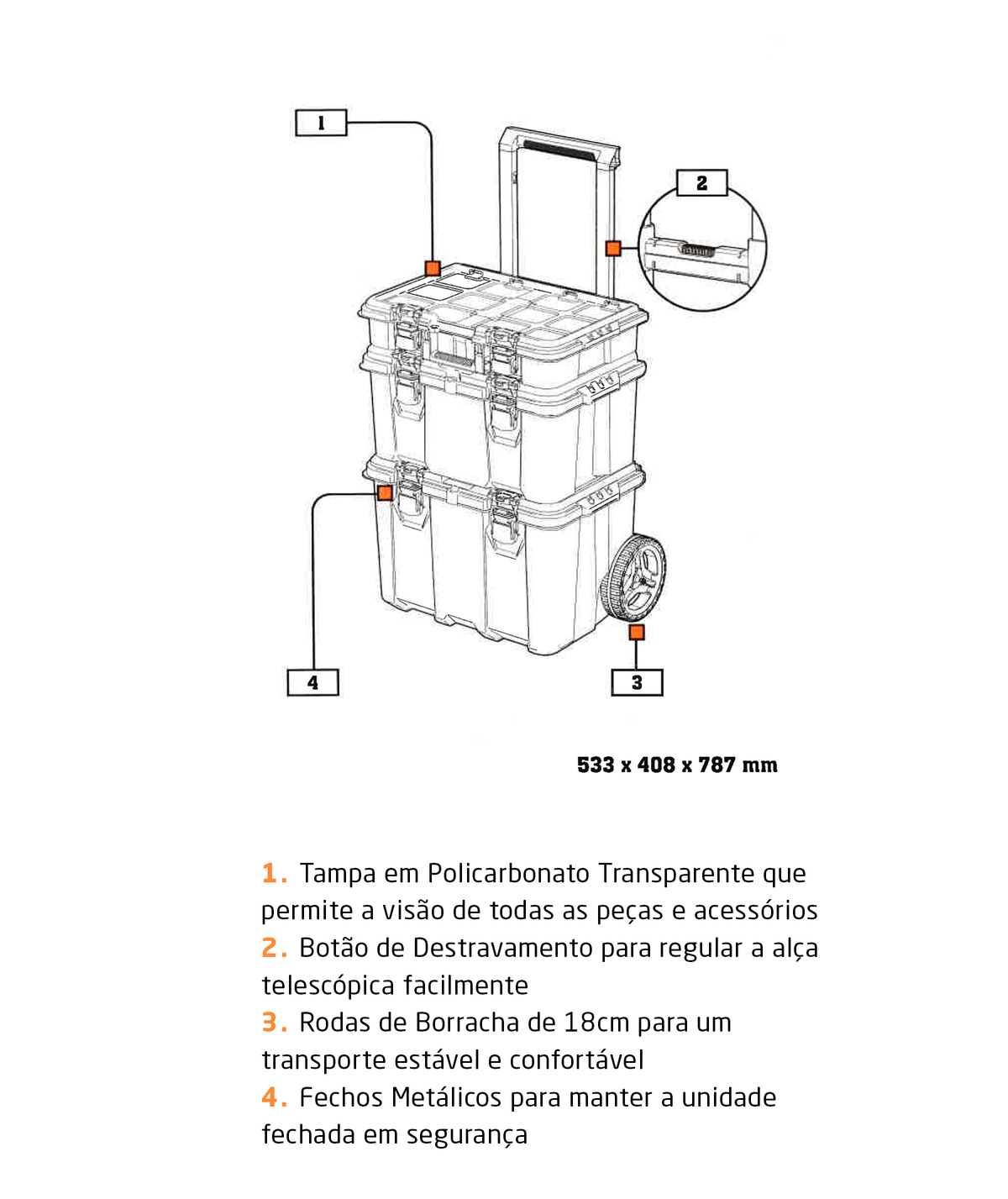 Caixa de Ferramentas XL Worx com Base Amovível Multifunções
