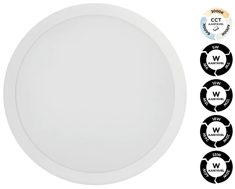 Downlight LED Redondo 10/12/15W & CCT Ajustável
