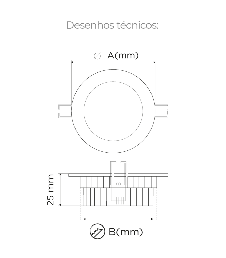 Downlight LED Redondo Encastre Branco 12W 1200LM & CCT ajustável