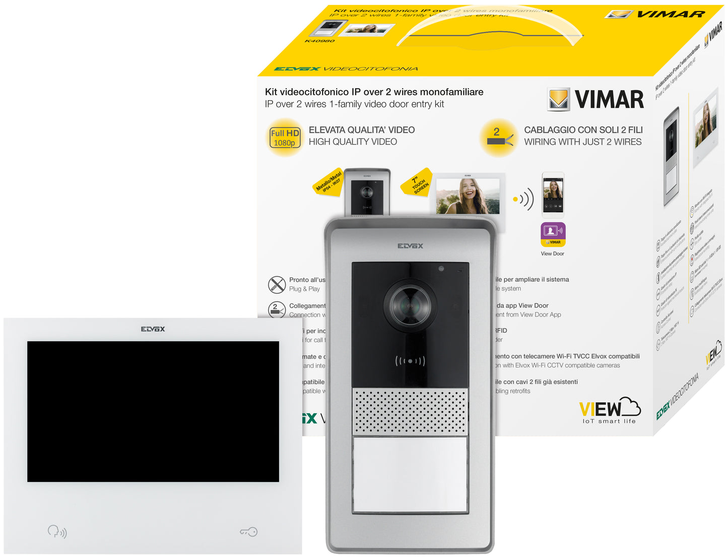 Kit Videoporteiro Unifamiliar Wi-Fi c/Monitor 7" Elvox K40980