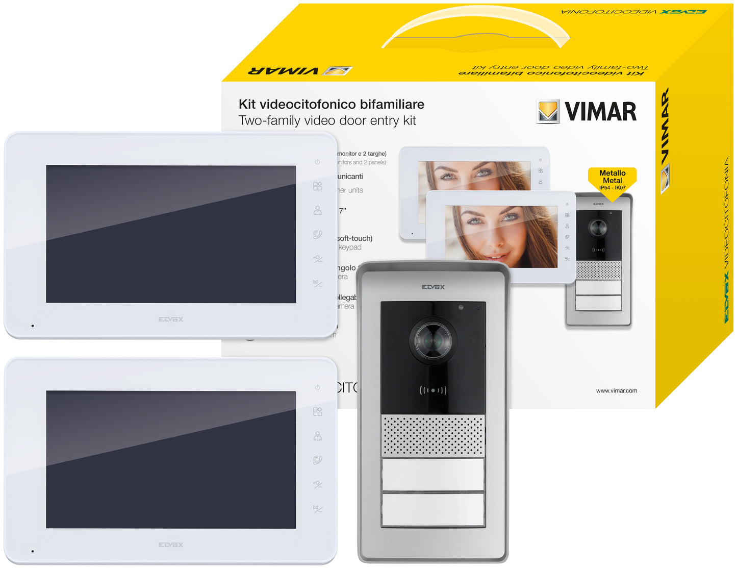 Kit Videoporteiro Bifamiliar c/Monitor 7" Elvox K42931